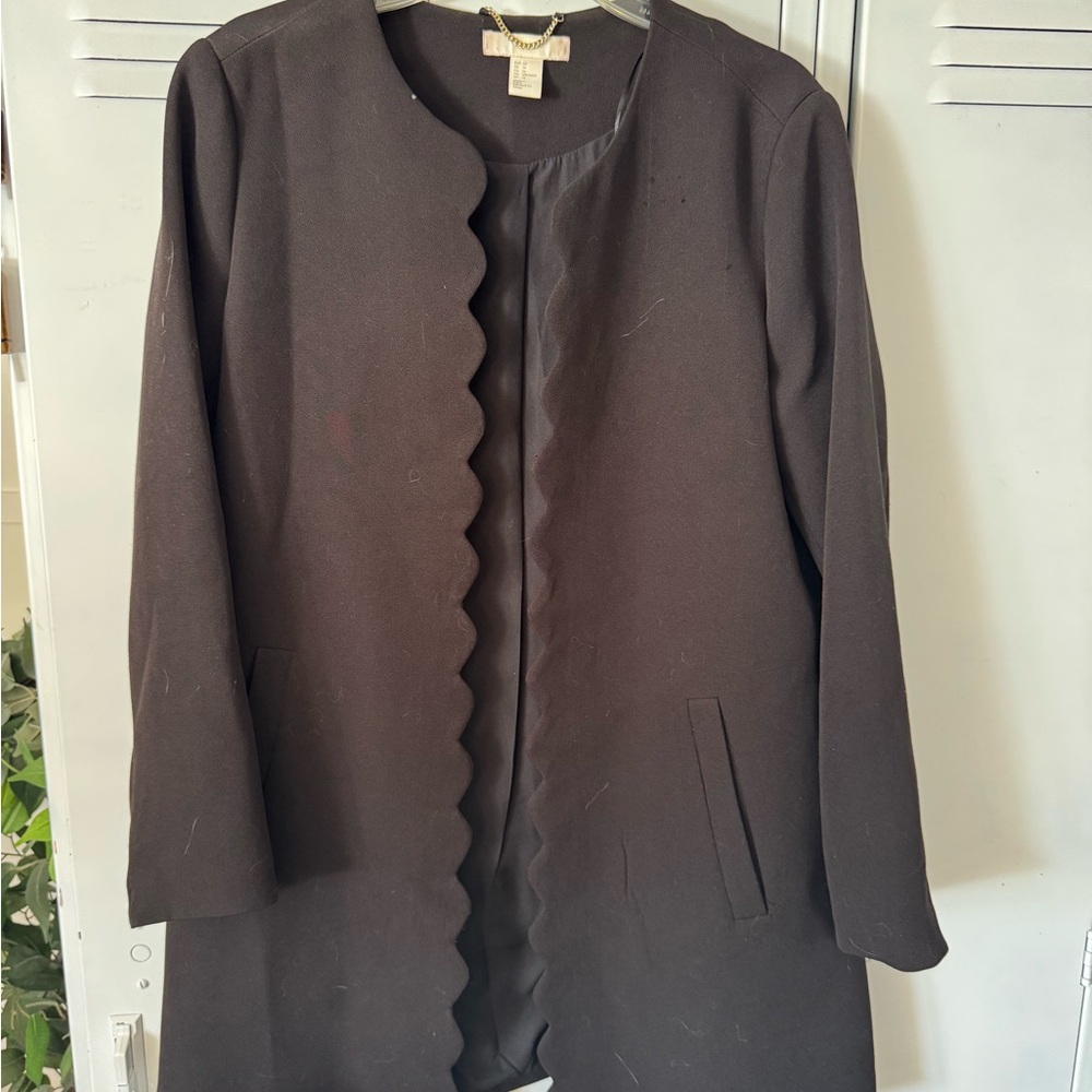H&M Long Black Scalloped Blazer
